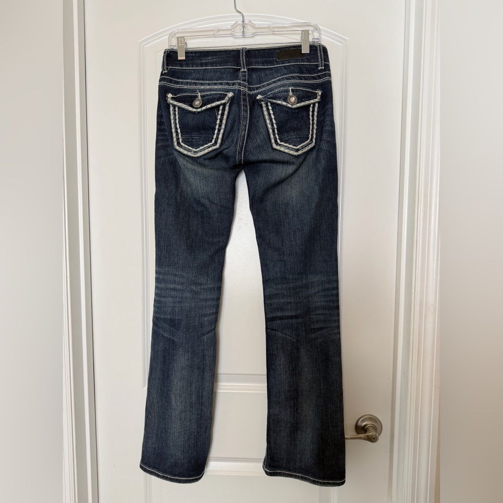 Daytrip Leo 26R Dark Wash Bootcut Jeans Western Cowgirl Y2K Flap Pocket Stretch - Picture 3 of 13
